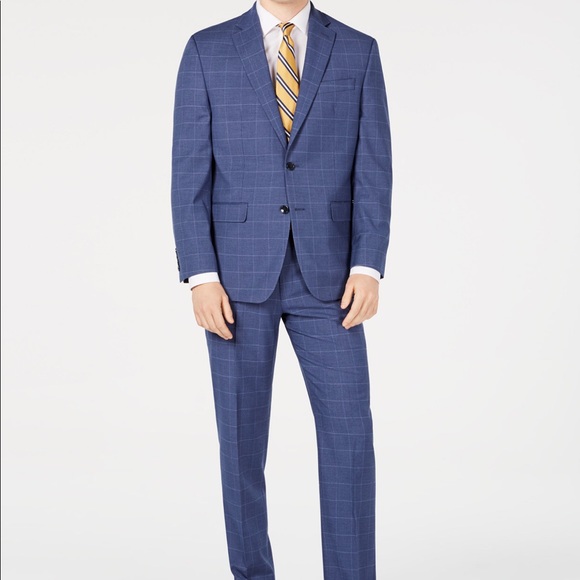 Classic-Fit Stretch Windowpane Sharkskin Suit NWT - Picture 1 of 8